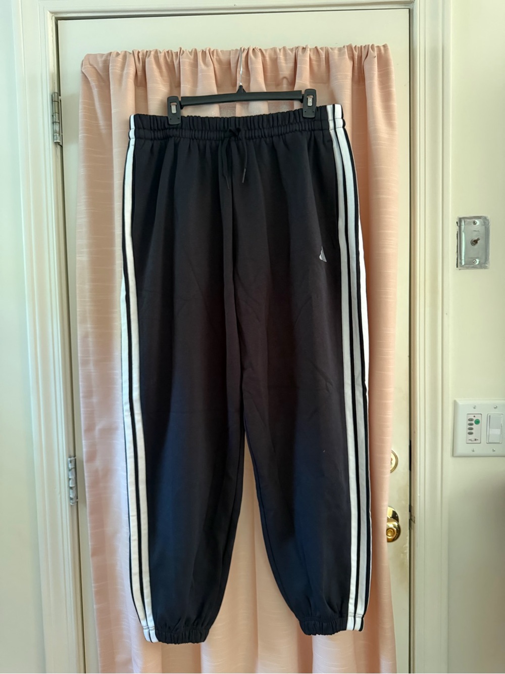 Black Track Pants with White Side Stripes